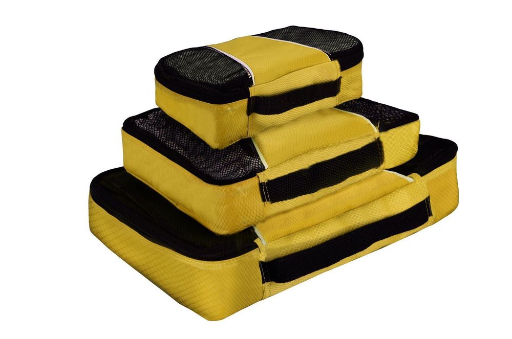 2X 3PK Packing Cubes Travelling Storage Yellow - anydaydirect