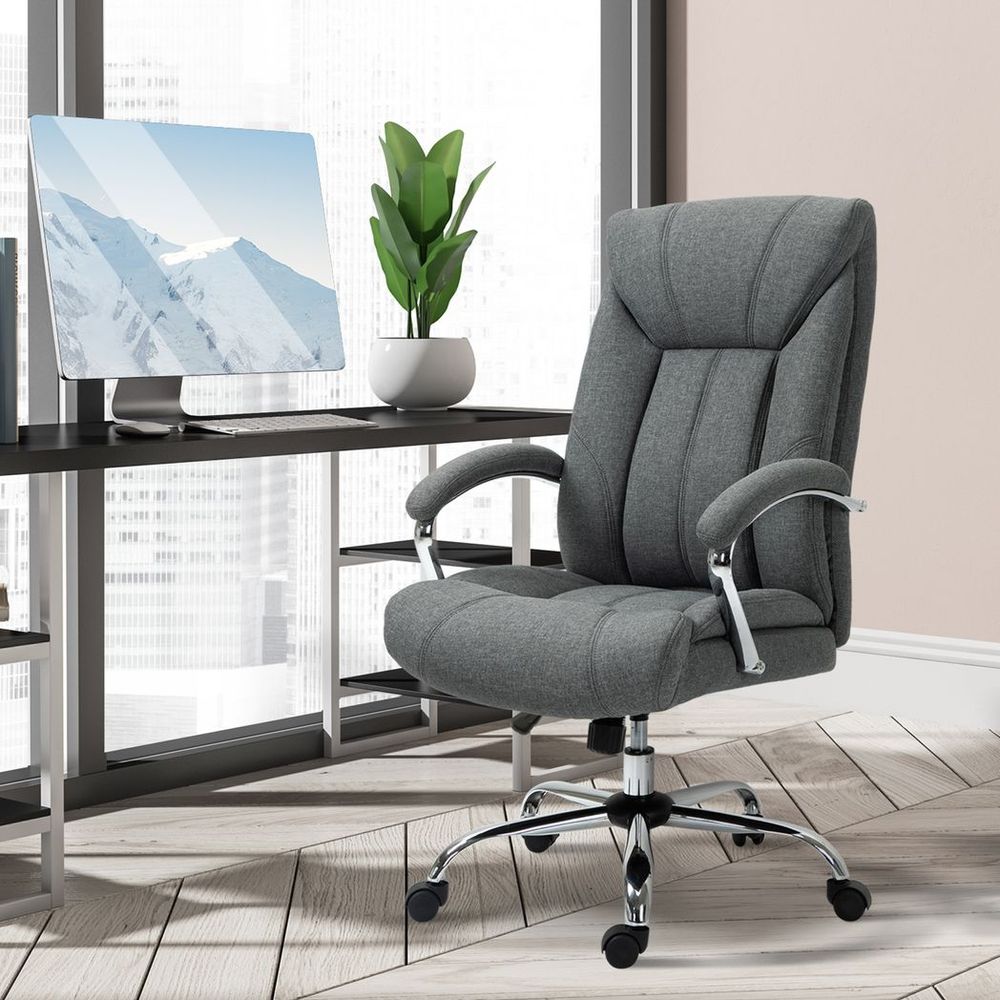 High Back Home Office Chair Computer Desk Chair w/ Arm, Swivel Wheels, Grey - anydaydirect