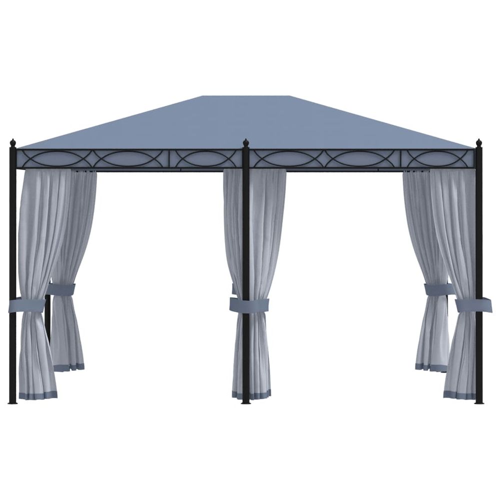 Gazebo with Mesh Screens 3x4 m Anthracite Steel - anydaydirect