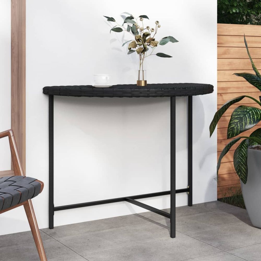 Garden Table Black 100x50x75 cm Poly Rattan - anydaydirect