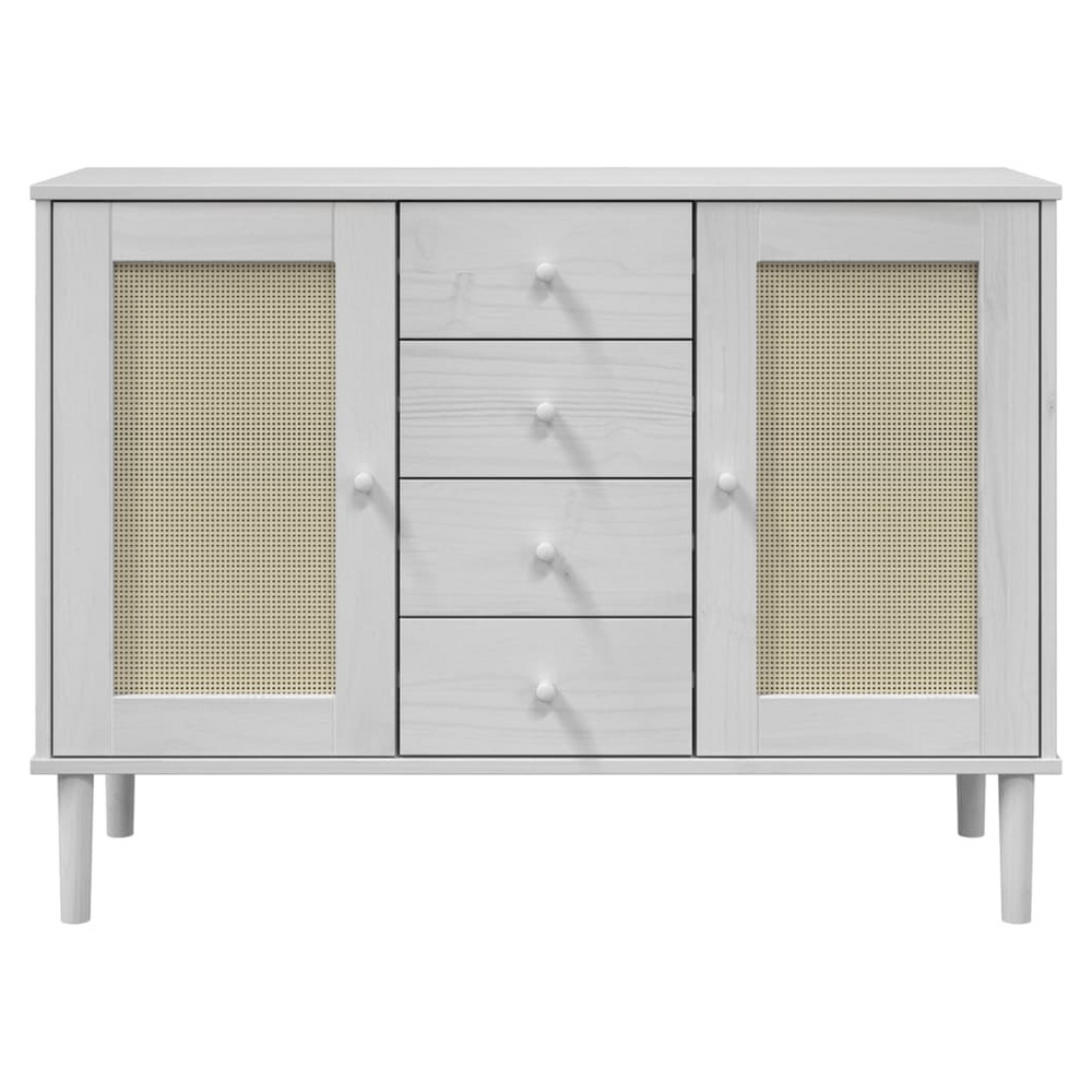 vidaXL Sideboard SENJA Rattan Look White 112x40x80 cm Solid Wood Pine - anydaydirect