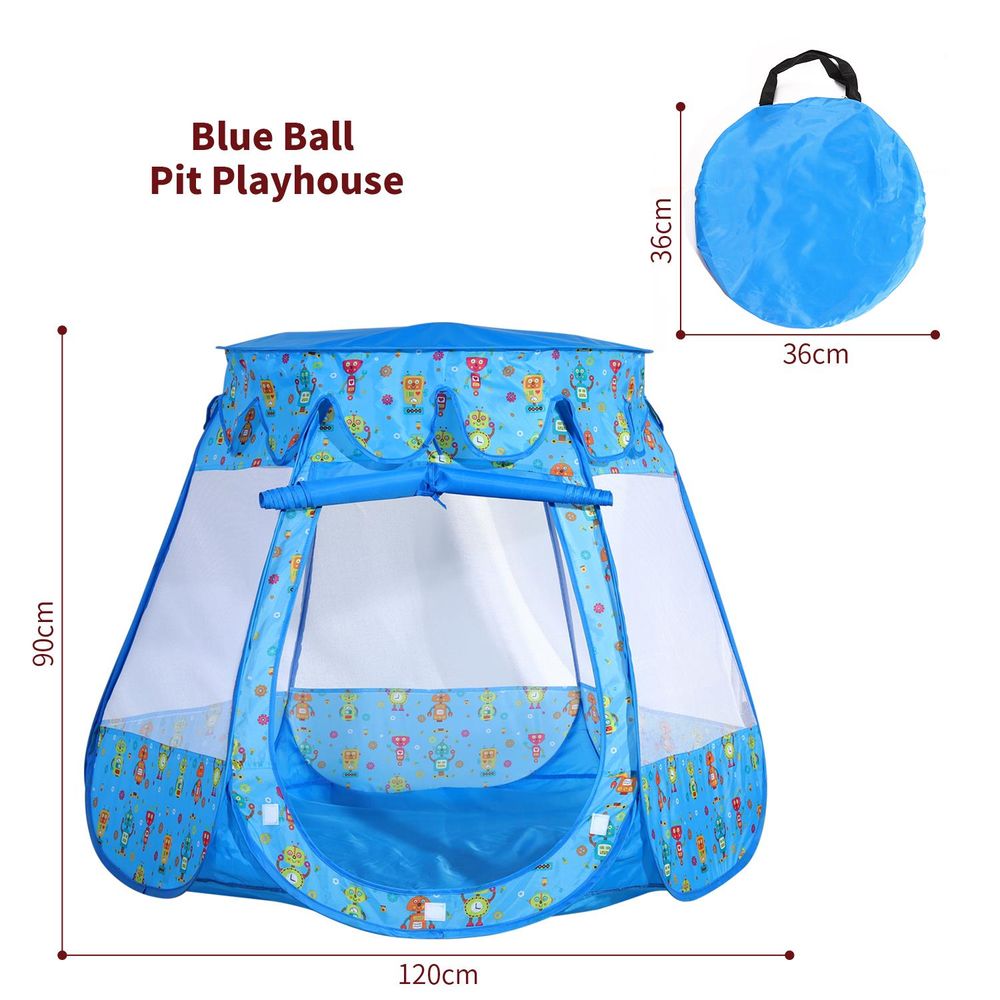 SOKA Playhouse Tent Blue Robot Pop Up with 100 Coloured Play Balls - anydaydirect