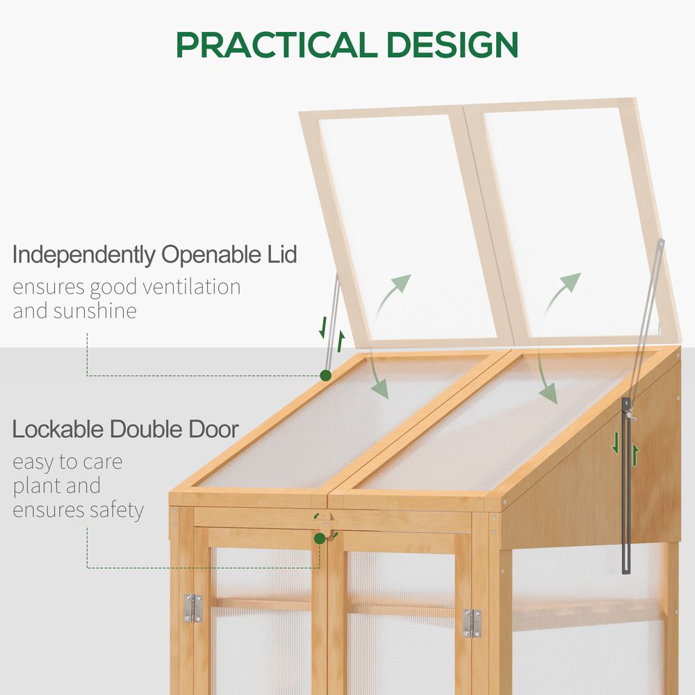 Wooden Greenhouse, Cold Frame PC Semi Transparent 70x50x120cm, Brown - anydaydirect