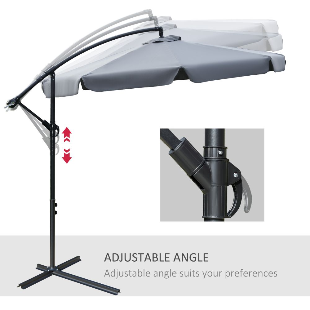 2.7mBanana Parasol Cantilever Umbrella with CrankDark Grey - anydaydirect