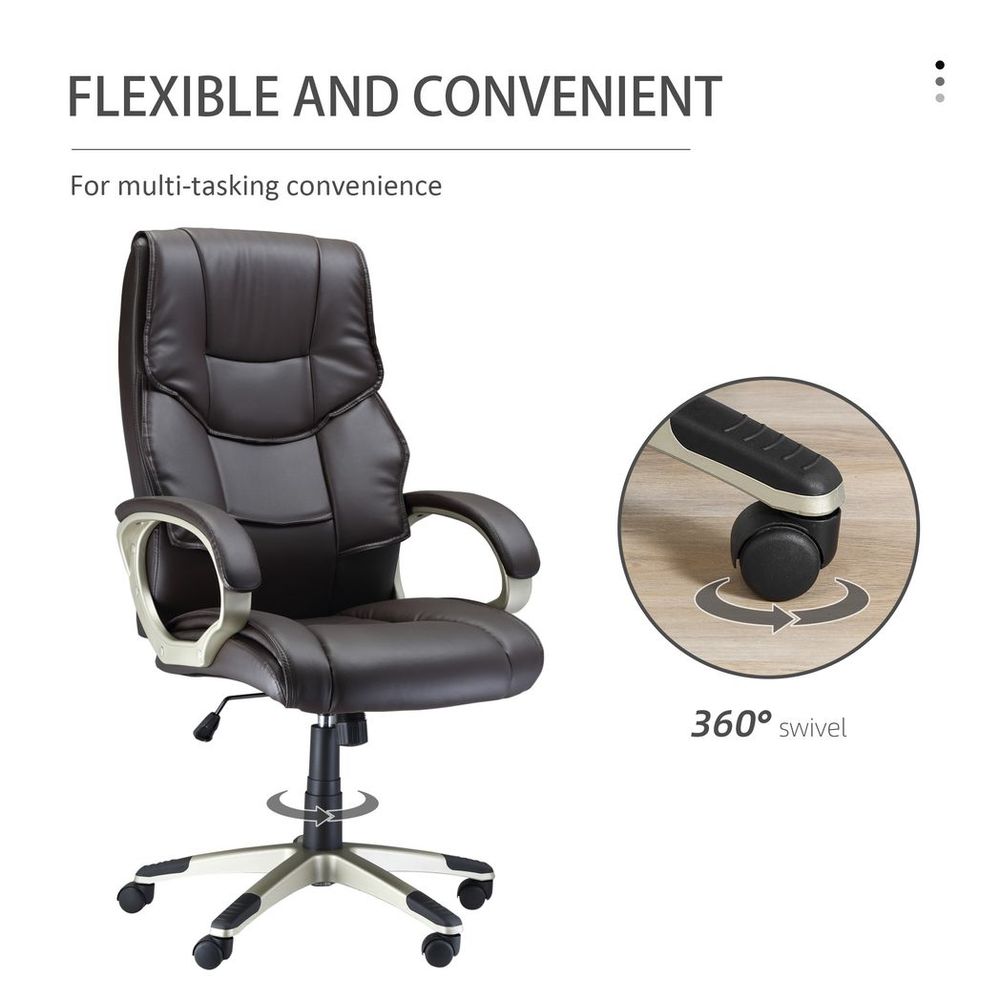 Executive Computer Office Desk Chair High Back Faux Leather Swivel Chair Brown - anydaydirect