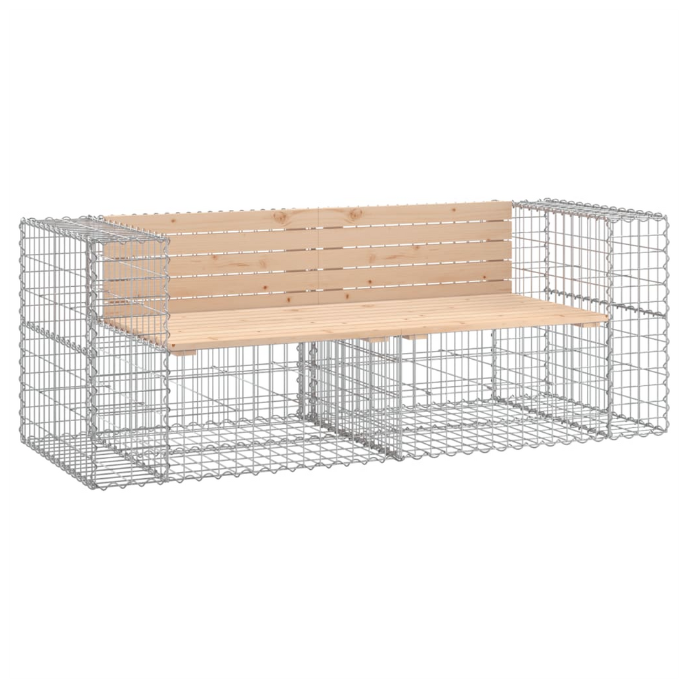 vidaXL Garden Bench Gabion Design 184x71x65.5 cm Solid Wood Pine - anydaydirect