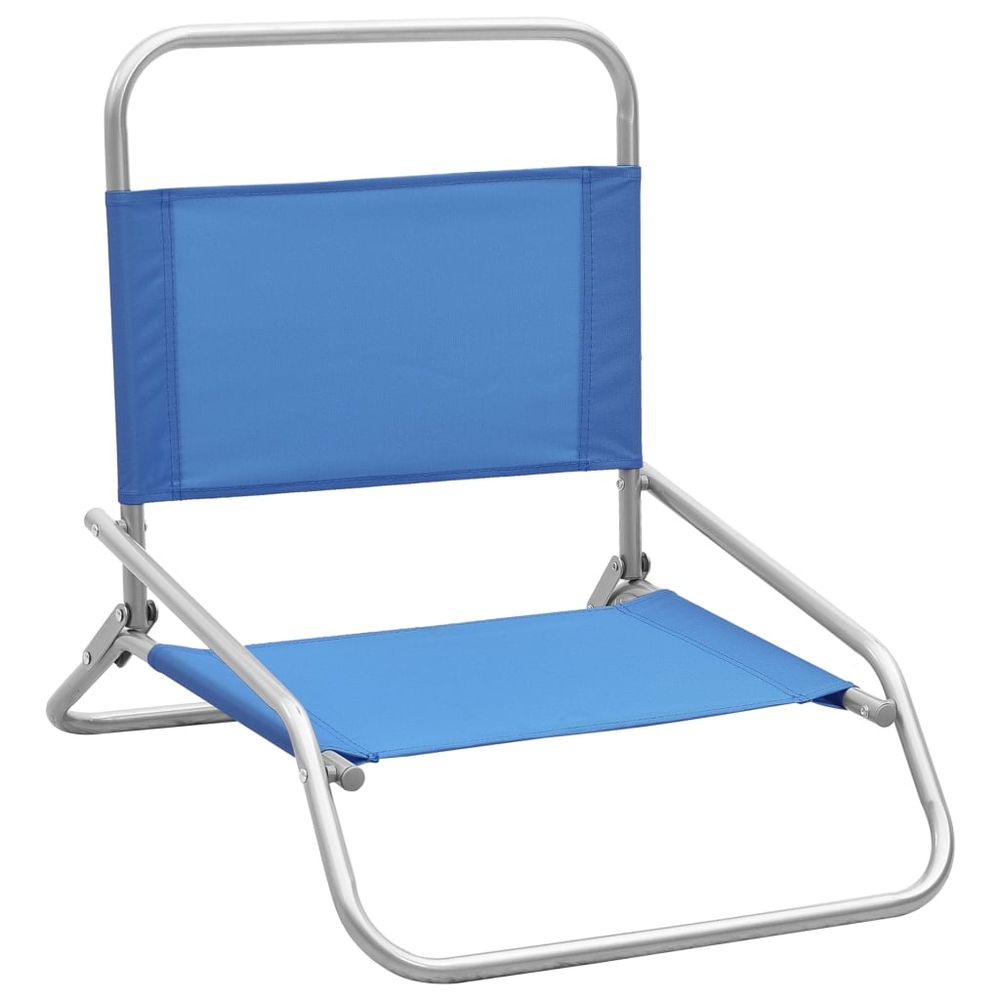 Folding Beach Chairs 2 pcs Blue Fabric - anydaydirect