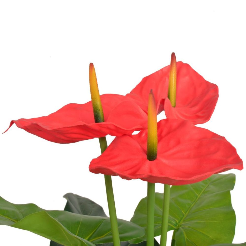 Artificial Anthurium Plant with Pot 90 cm Red and Yellow - anydaydirect