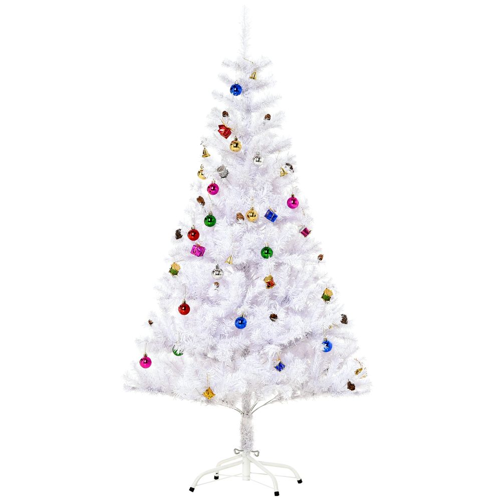 5ft Snow Artificial Christmas Tree Metal Stand Elegant Faux White - anydaydirect