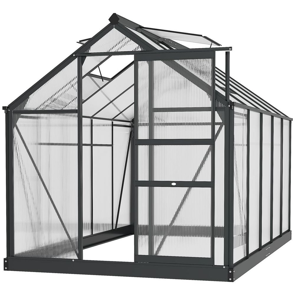 Polycarbonate Walk-In Garden Greenhouse Aluminium Frame w/ Slide Door 6 x 10ft - anydaydirect