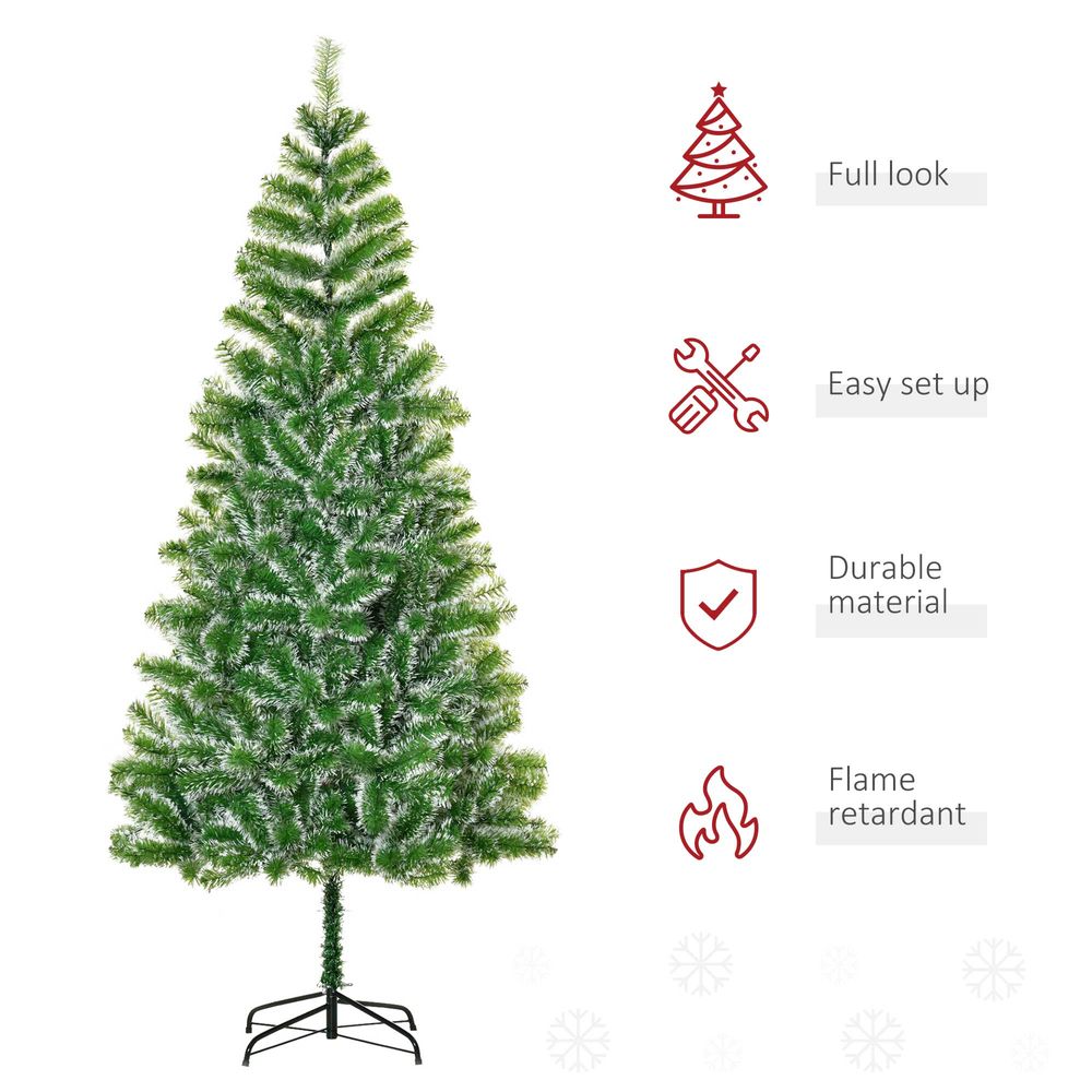 7ft Indoor Christmas Tree Artificial Deco Xmas Gift Metal Stand 968 Tips - anydaydirect