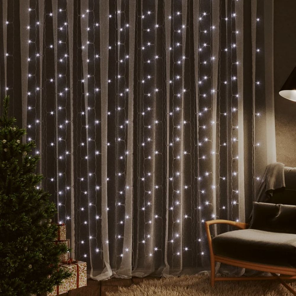 LED Curtain Fairy Lights 3x3m 300 LED Blue, Colourful, Warm & Cold White 8 Function - anydaydirect