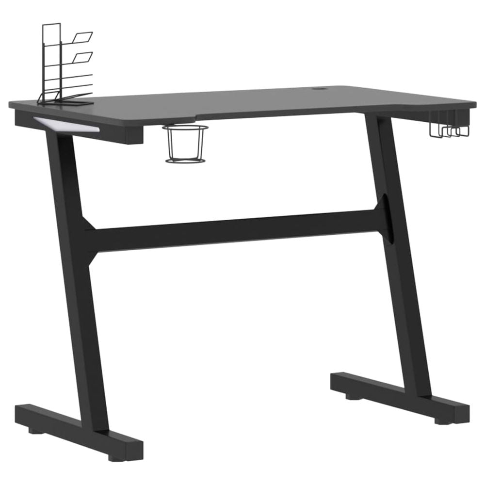 Gaming Desk LED with Z Shape Legs Black 90x60x75 cm - anydaydirect