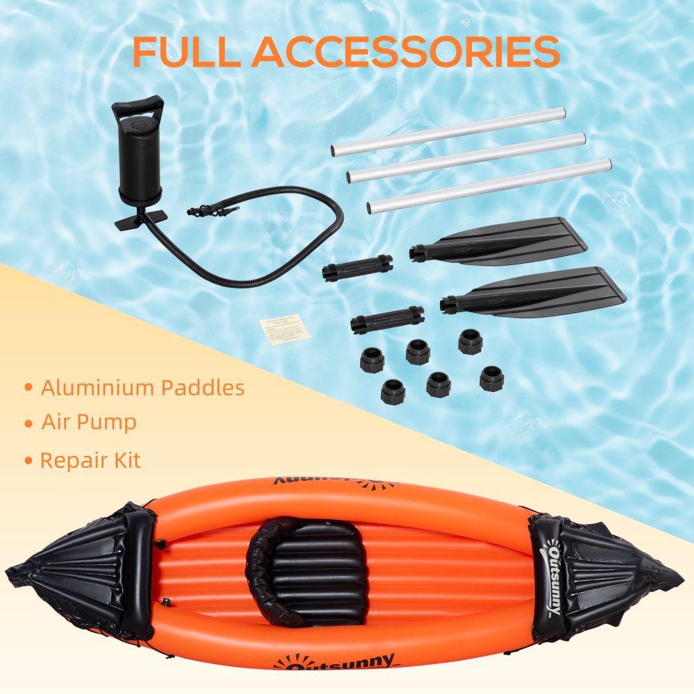 Inflatable Kayak, 1-Person Inflatable Boat, Inflatable Canoe Set  Outsunny - anydaydirect
