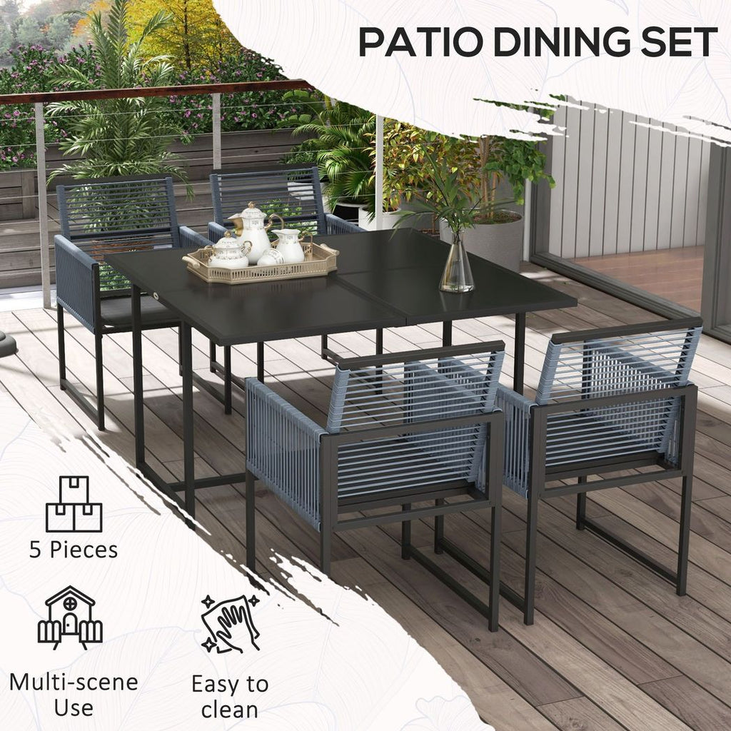 Outsunny 5 Pieces Patio Dining Set with Foldable Back for Poolside, Dark Grey - anydaydirect