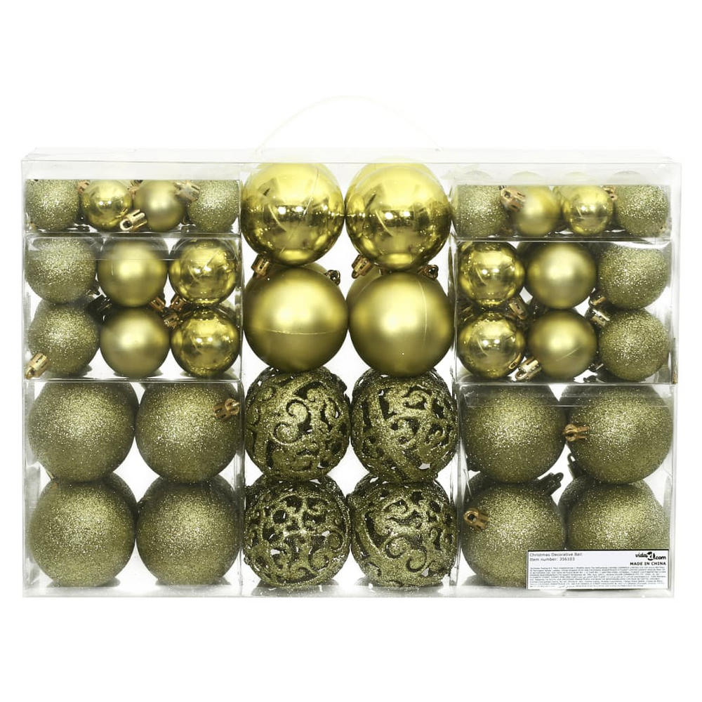 vidaXL Christmas Baubles 100 pcs Light Green 3 / 4 / 6 cm - anydaydirect