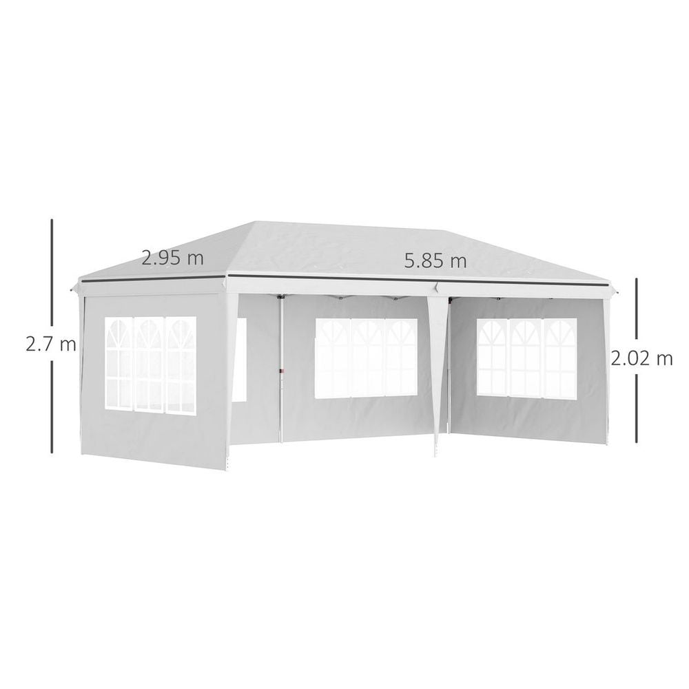3 x 6m Heavy Duty Gazebo Marquee Party Tent with Storage Bag White - anydaydirect