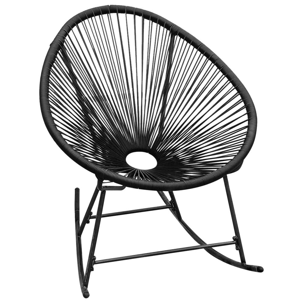 Outdoor Rocking Moon Chair Grey Poly Rattan - anydaydirect