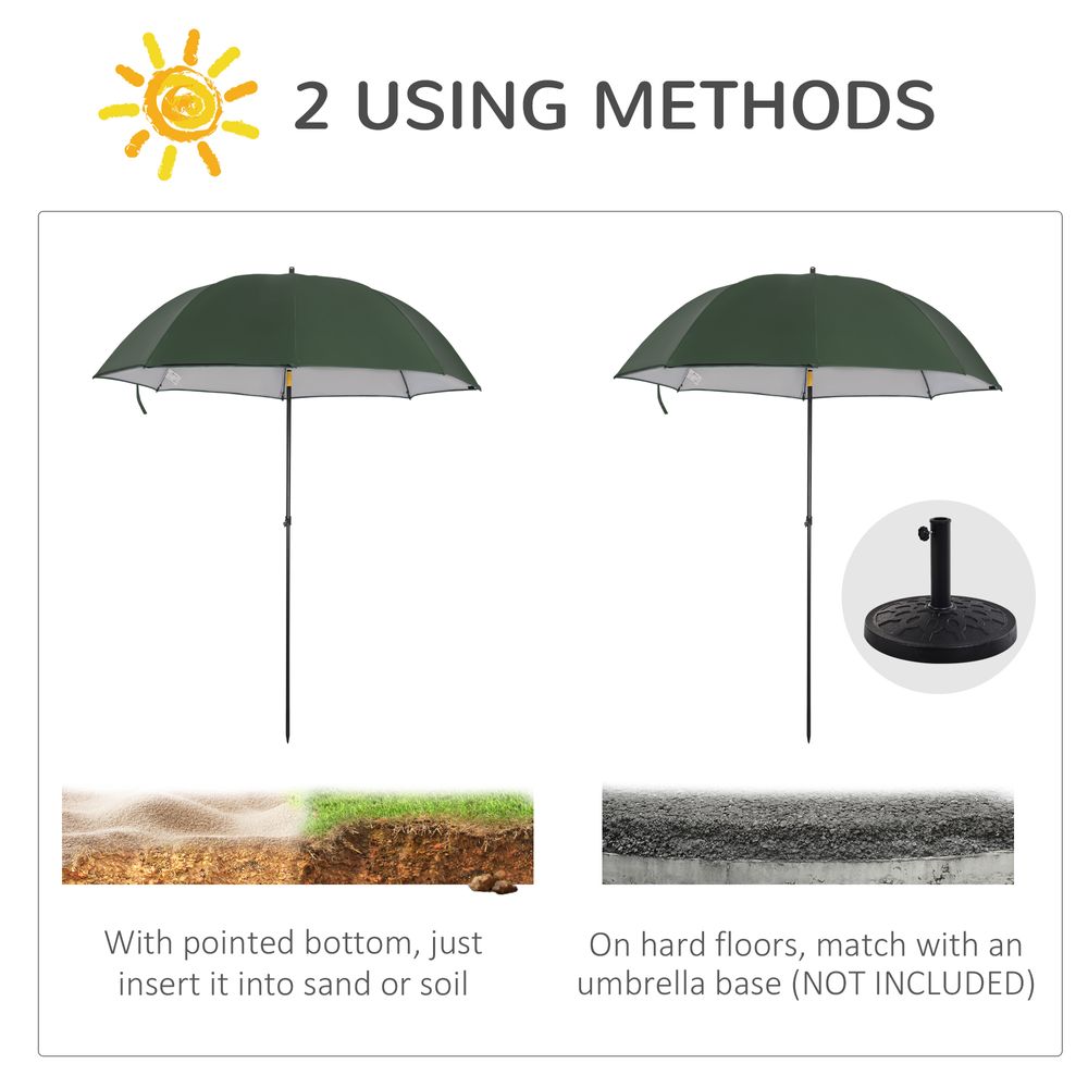 2m Beach Parasol Fishing Umbrella Brolly Shelter with Bag, UV30+ - anydaydirect