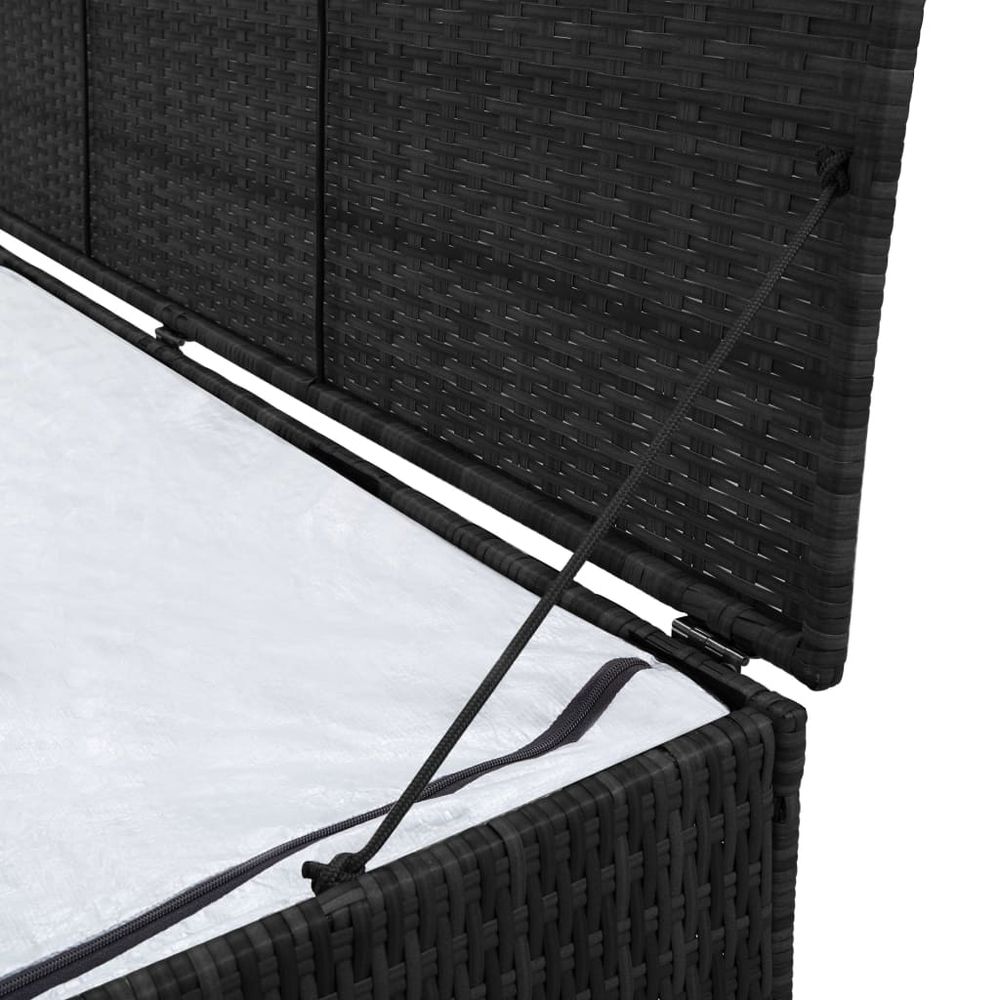 Garden Storage Box Black 150x50x60 cm Poly Rattan - anydaydirect