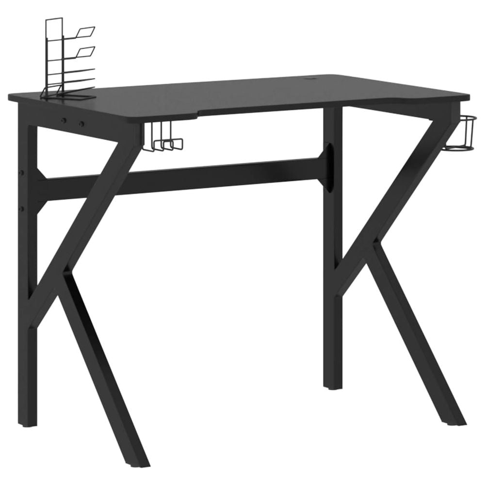 Gaming Desk with K Shape Legs Black 90x60x75 cm - anydaydirect