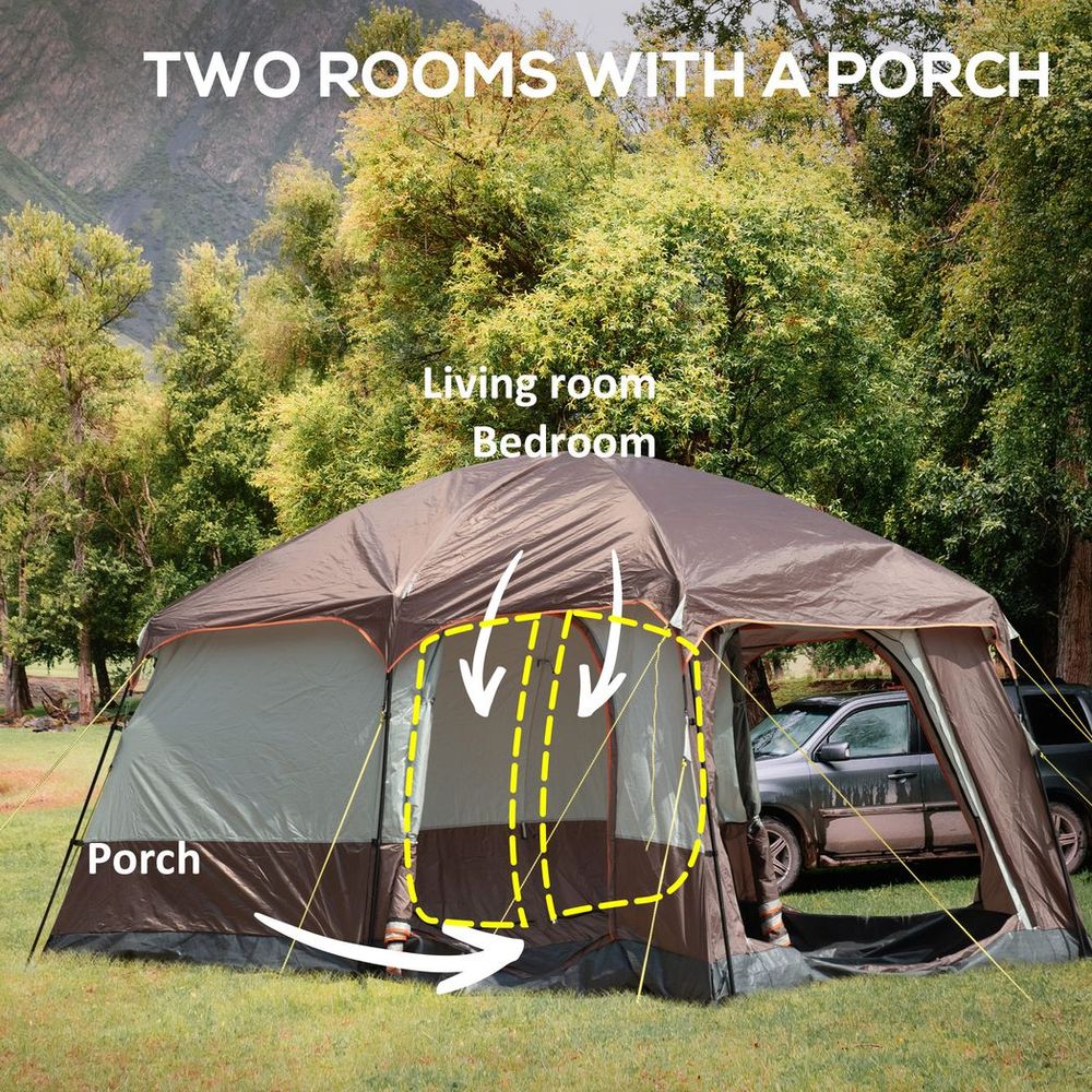 3-4 Man Two Room Camping Tent with Vestibule and Portable Carry Bag - anydaydirect