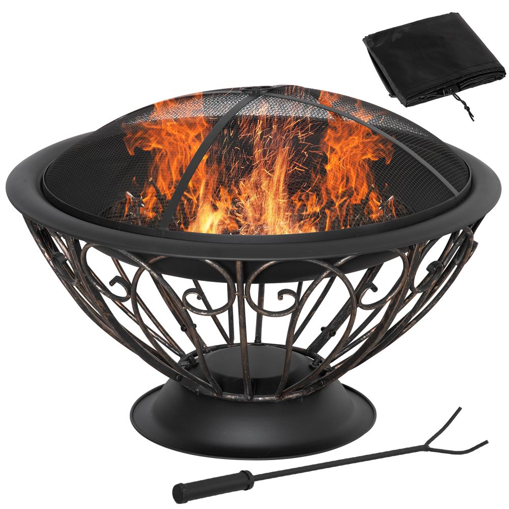 Fire Pit Metal Fire Bowl Fireplace Patio Heater for Garden, Backyard - anydaydirect