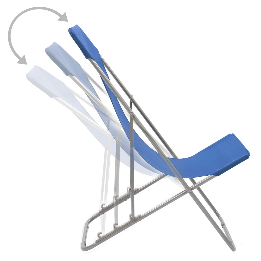 Folding Beach Chairs 2 pcs Steel and Oxford Fabric Blue - anydaydirect