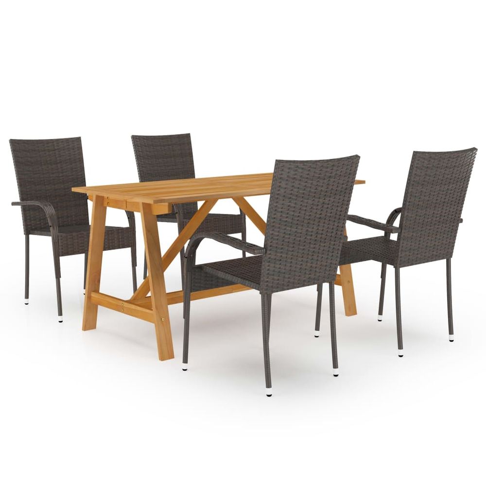 5 Piece Garden Dining Set Brown - anydaydirect