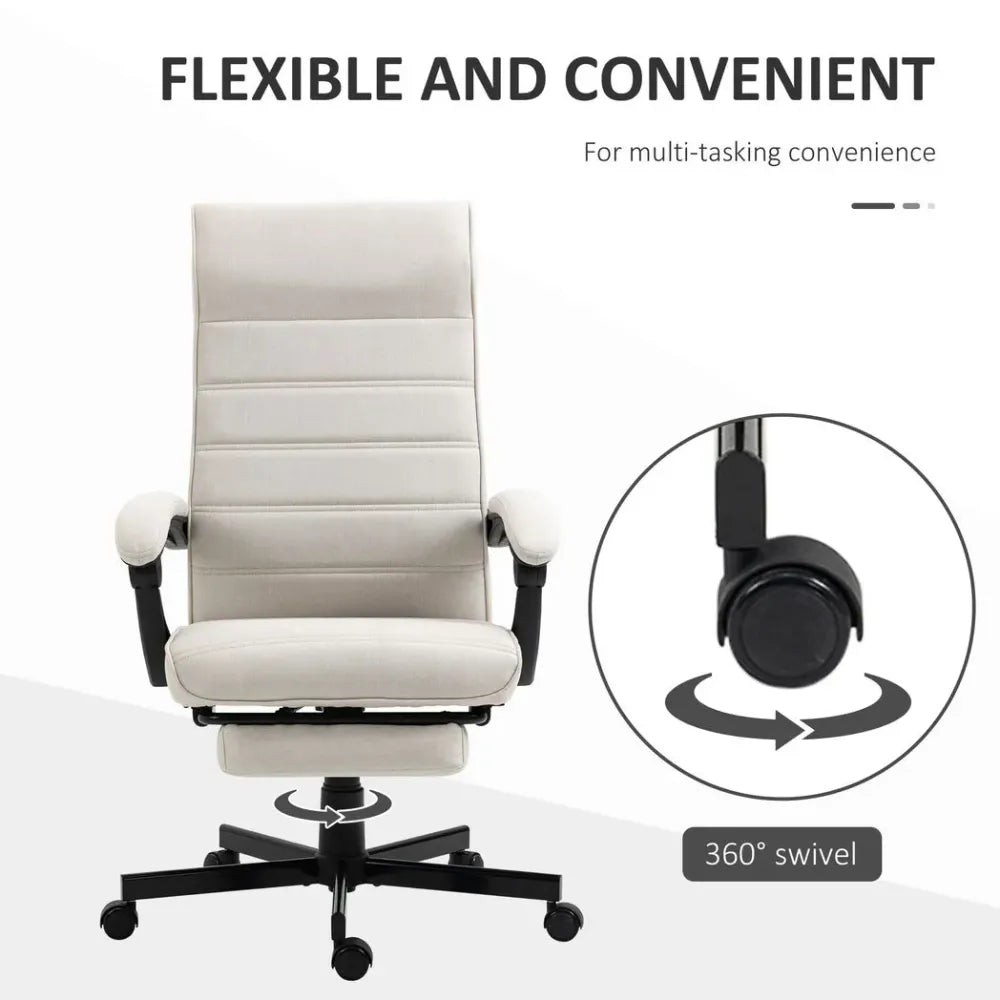 Home Office Chair High-Back Reclining Chair for Bedroom Study Living Room White - anydaydirect