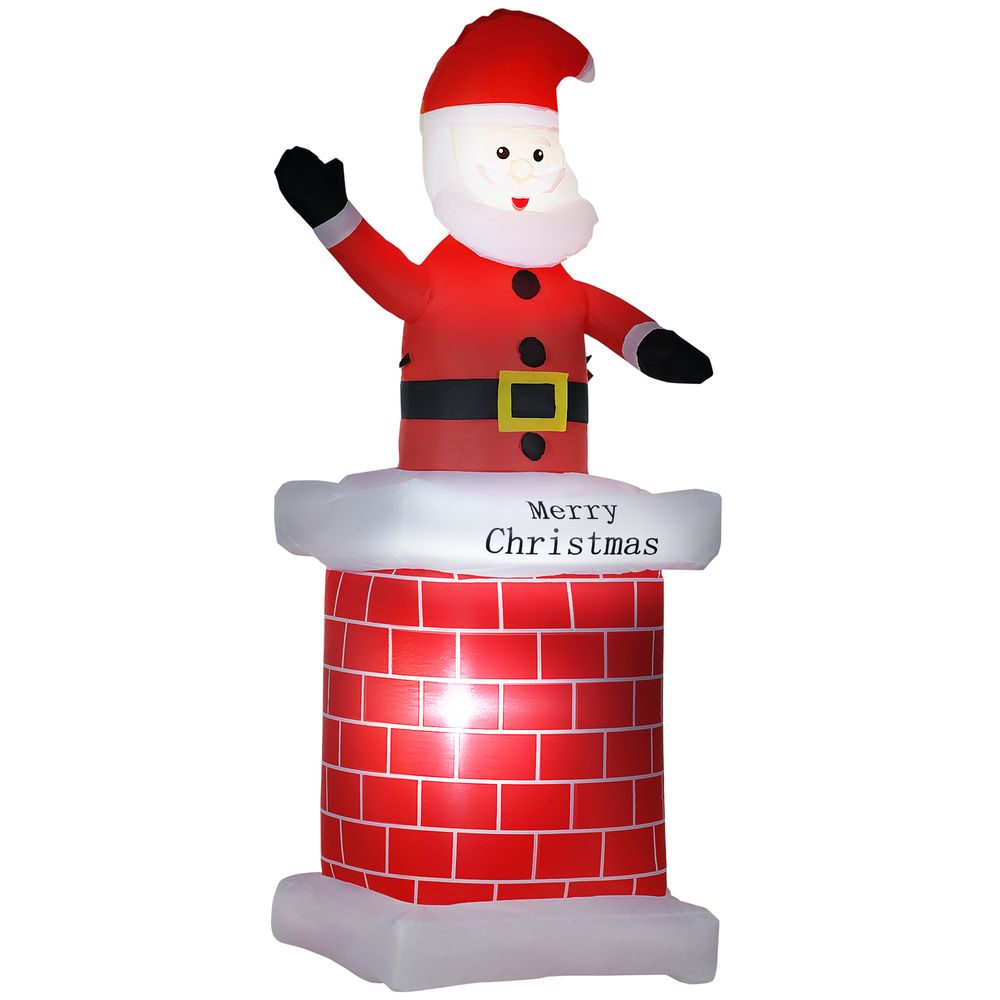 HOMCOM 7ft Christmas Inflatable Santa Claus from Chimney with LED Lights - anydaydirect