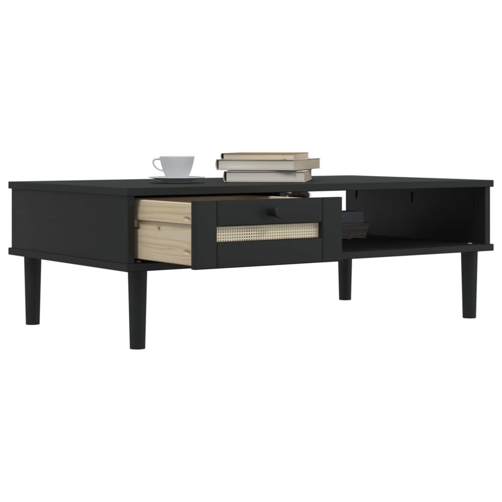 vidaXL Coffee Table SENJA Rattan Look Black 100x55x33 cm Solid Wood - anydaydirect