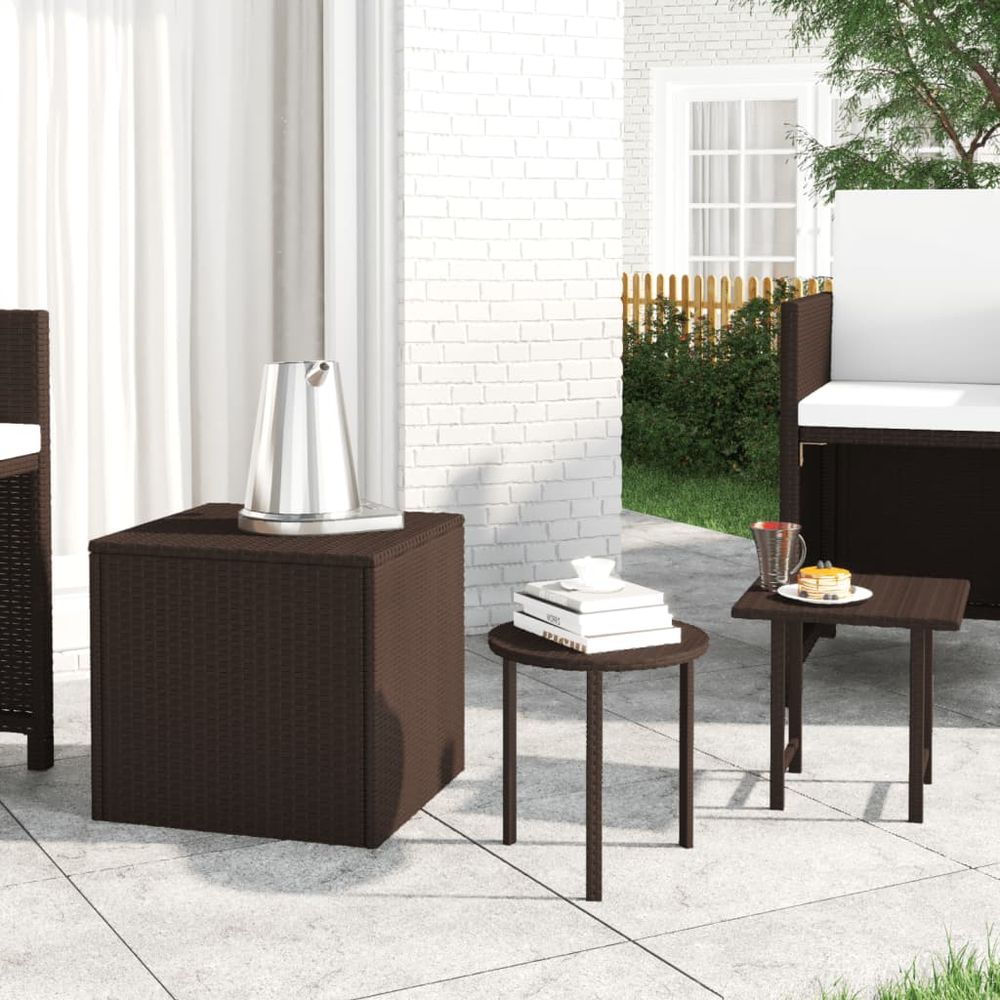 Side Tables 3 pcs Black Poly Rattan - anydaydirect