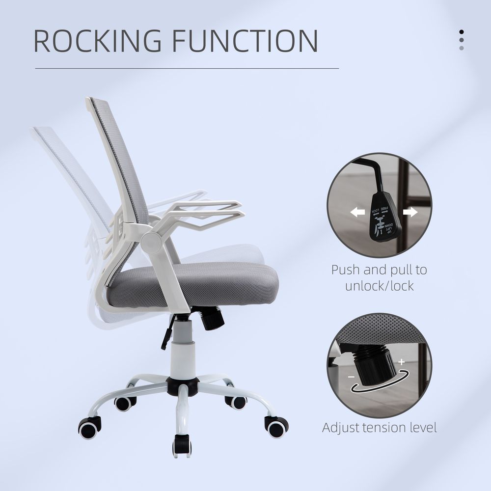 Mesh Swivel Office Chair Task Computer Chair w/ Lumbar Support, Grey Vinsetto - anydaydirect