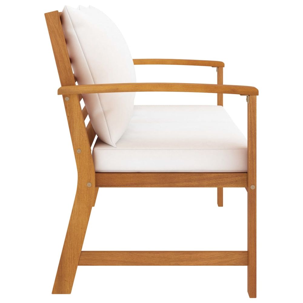 vidaXL Garden Bench 120 cm with Cream Cushion Solid Wood Acacia - anydaydirect