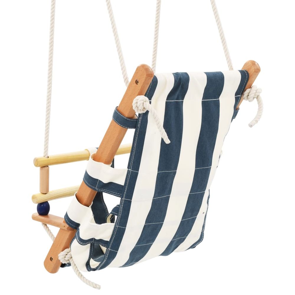 Baby Swing with Safety Belt Cotton Wood Blue - anydaydirect