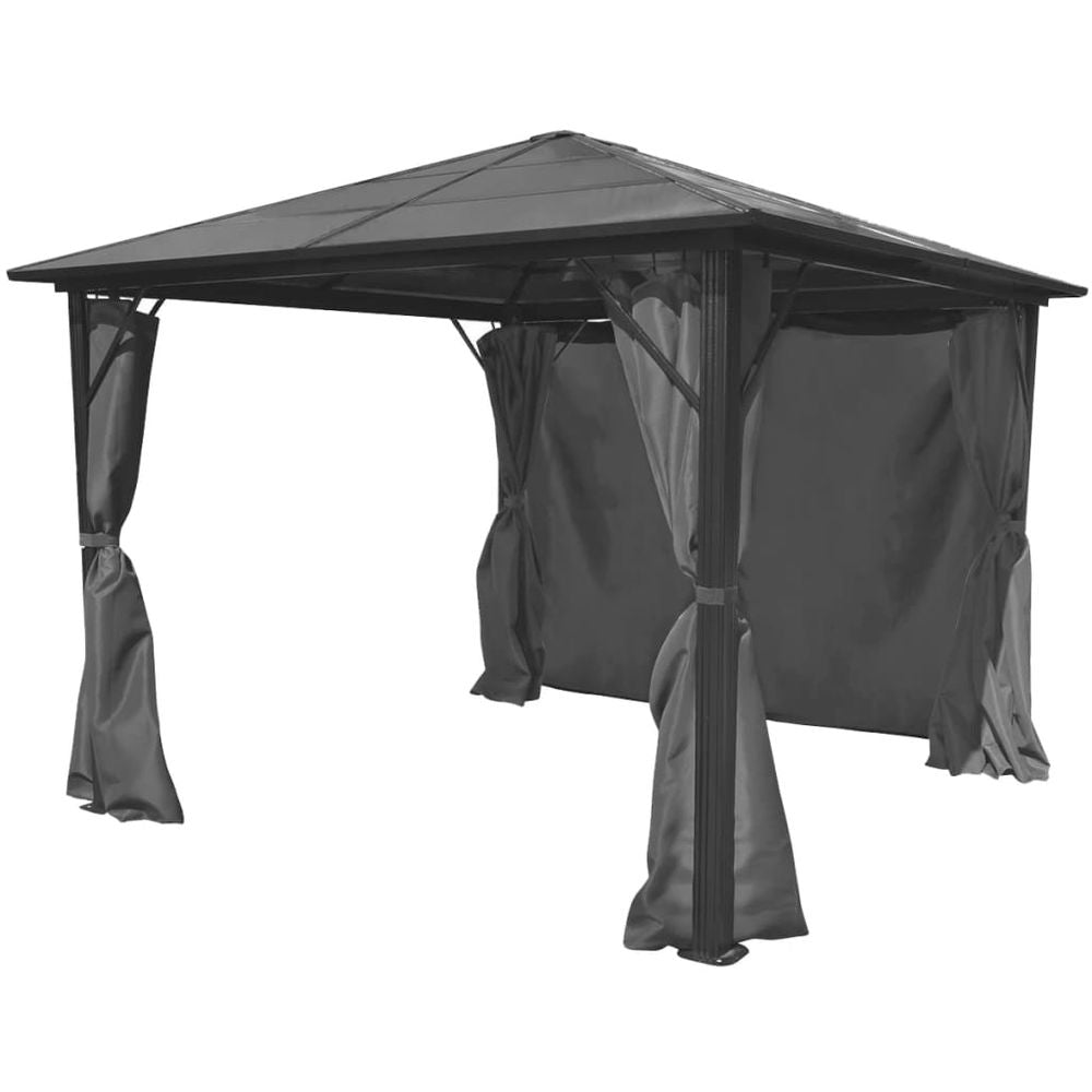 Gazebo with Curtain Anthracite Aluminium 300x300 cm - anydaydirect