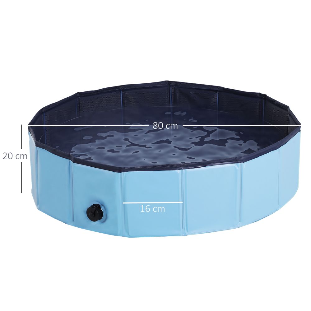 Portable Pet Paddling Pool Swimming Bath Cat Dog Puppy Foldable Blue 80cm - anydaydirect