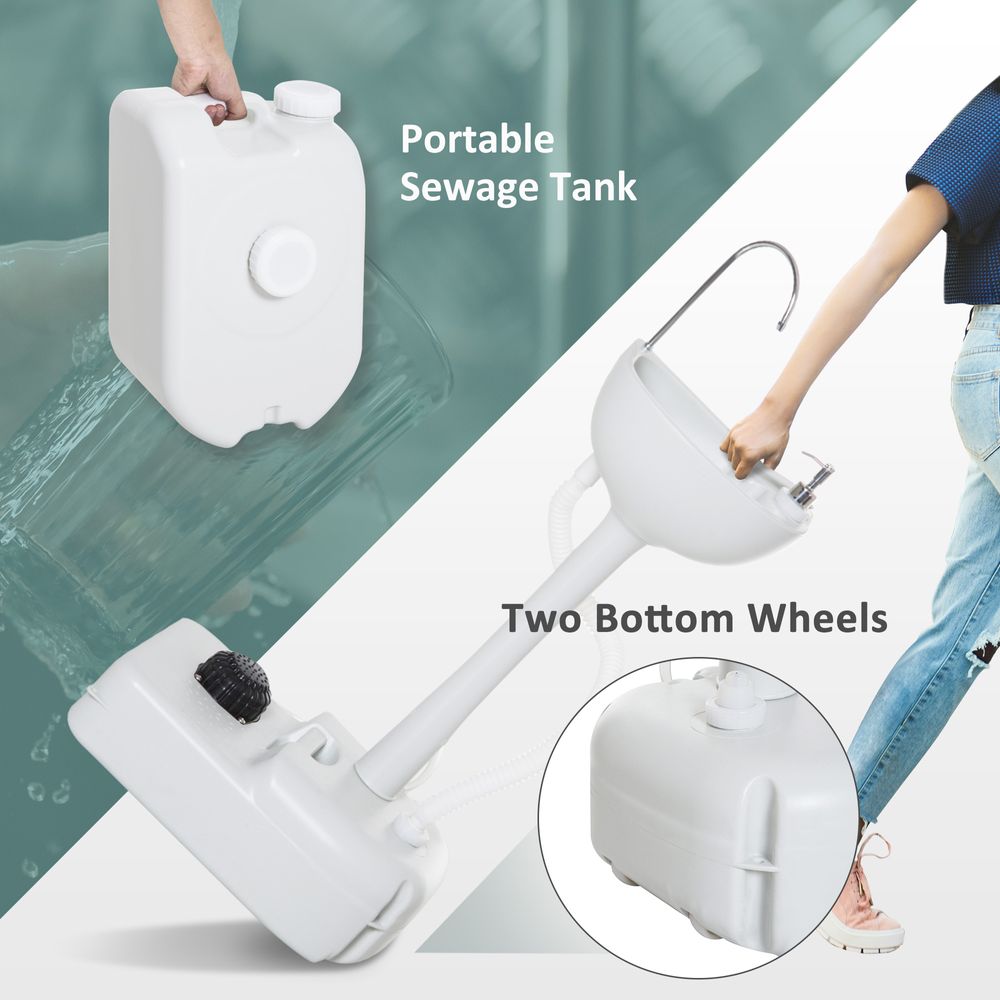 24L Portable Portable Hand wash Sink Hand Washing Basin Water Tank Outsunny - anydaydirect