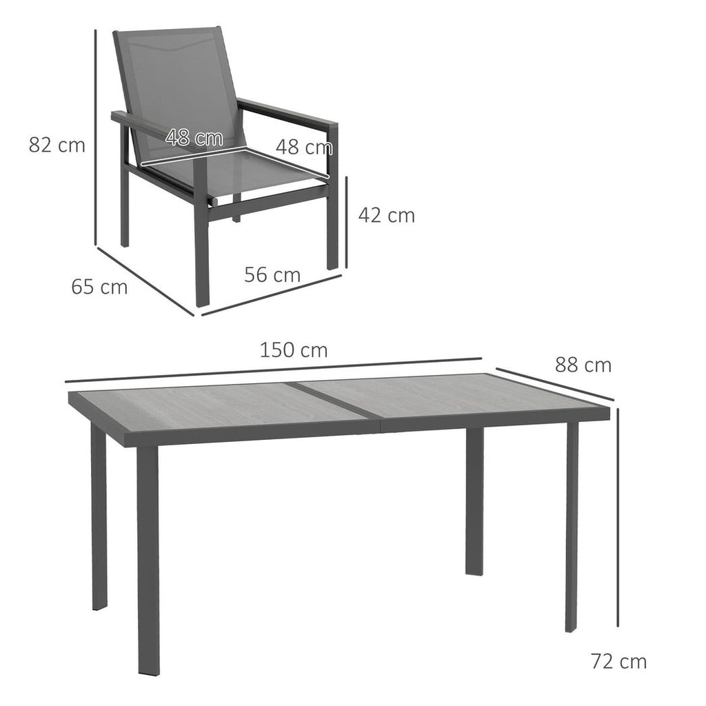 Outsunny 7 Piece Garden Dining Set, Outdoor Table and 6 Chairs, Grey - anydaydirect