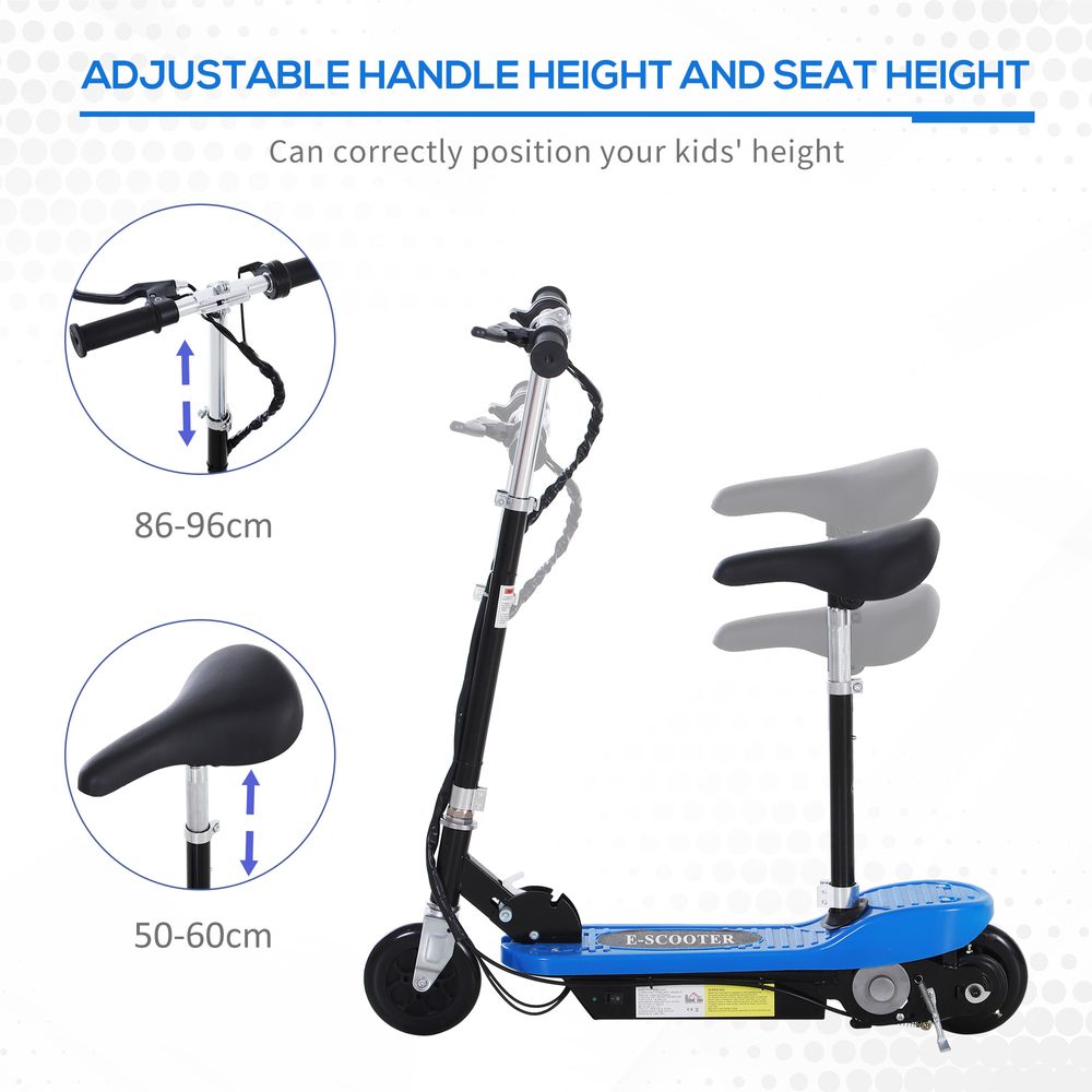 Kids Foldable Electric Powered Scooters 120W Toy Brake Kickstand Blue HOMCOM - anydaydirect