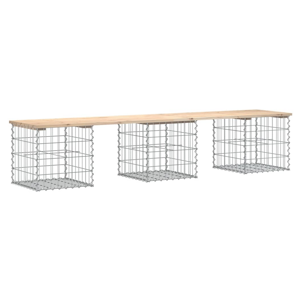 vidaXL Garden Bench Gabion Design 203x44x42 cm Solid Wood Pine - anydaydirect