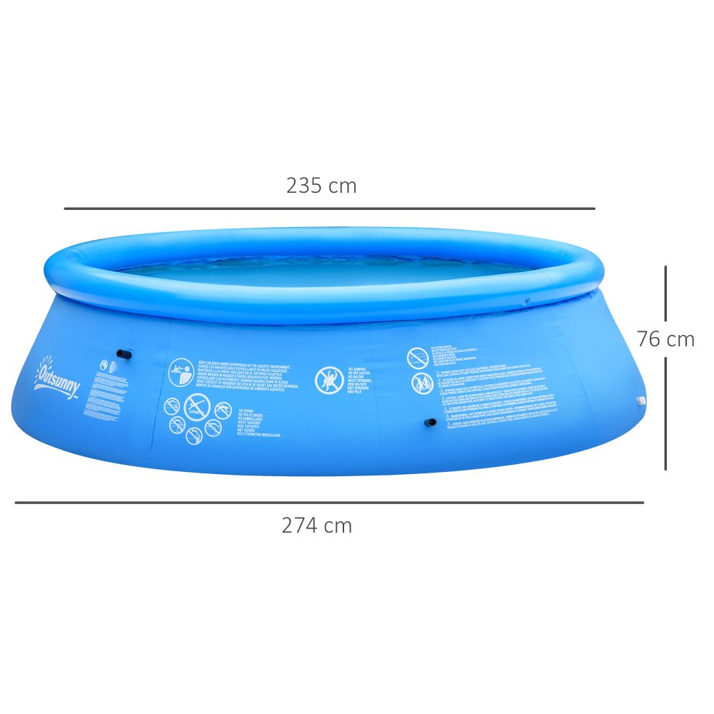 274cmx76cm Round Paddling Inflatable Swimming Pool Family-Sized & Hand Pump Blue - anydaydirect