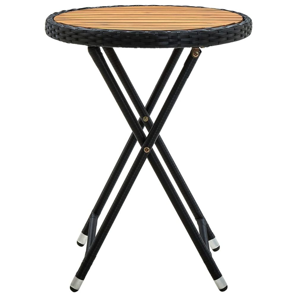 Tea Table Black 60 cm Poly Rattan and Solid Acacia Wood - anydaydirect