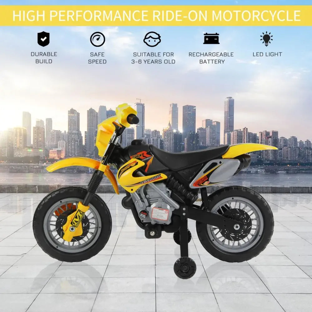 Electric Ride on Car Motorbike Kids Ride On Car Children Motorcycle Yellow - anydaydirect