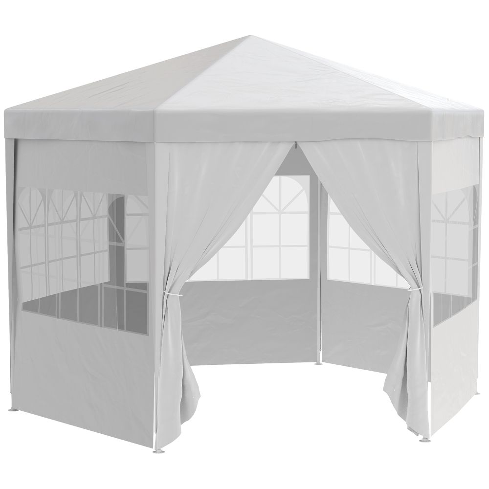 3.4m Gazebo Canopy Party Tent with 6 Removable Side Walls, White - anydaydirect
