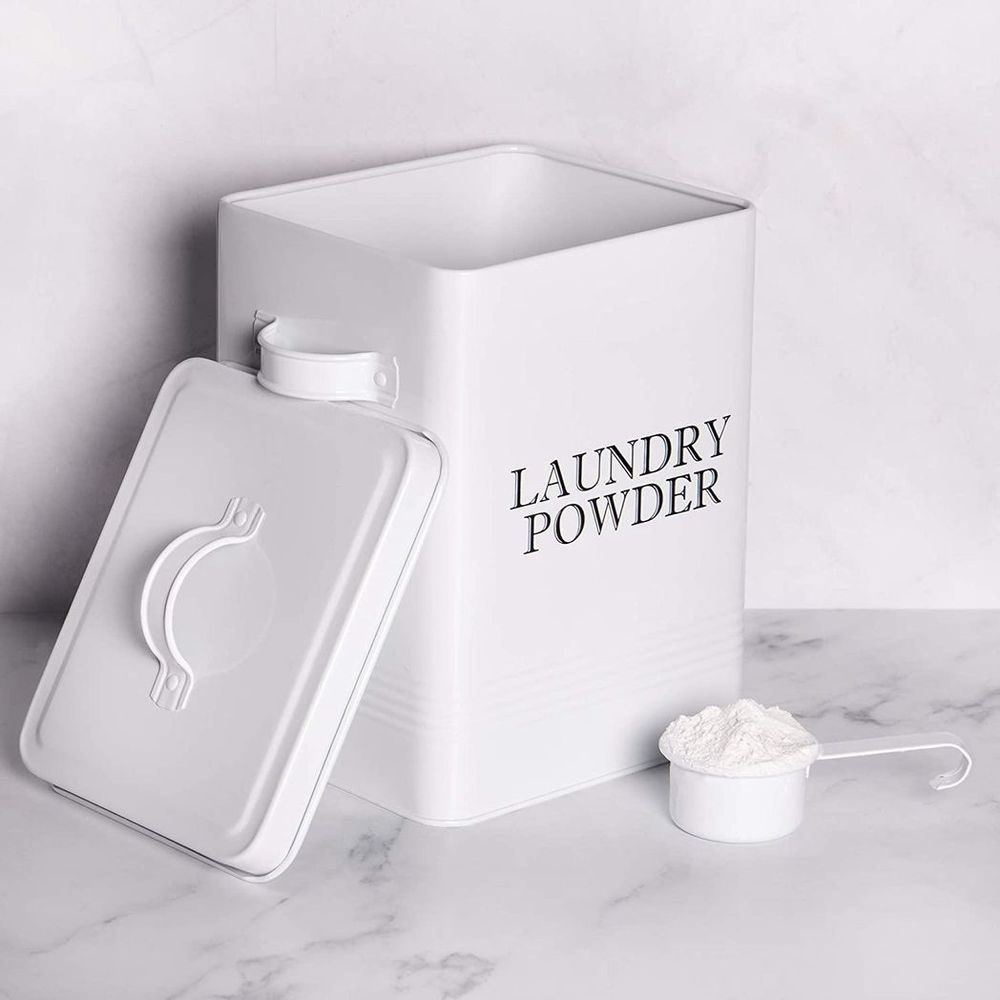 Laundry Powder Storage Tin with Scoop White | M&W - anydaydirect