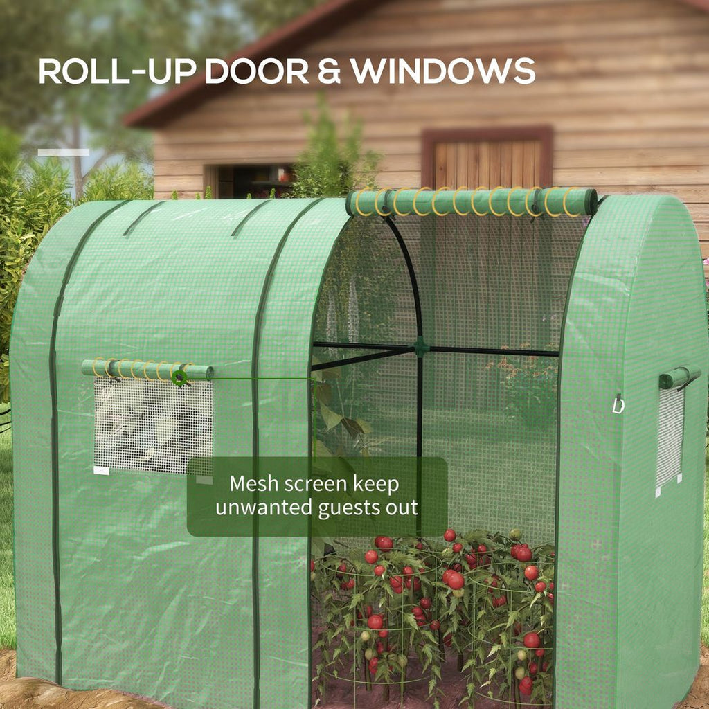 Outsunny Tomato Greenhouse with 2 Roll-up Doors and 4 Mesh Windows, Green - anydaydirect