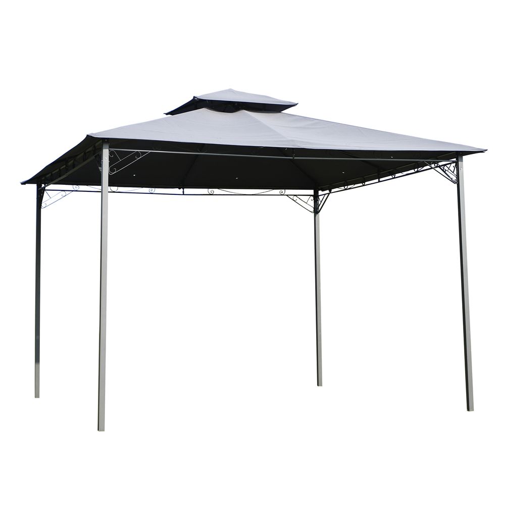 3x3(m) Outdoor Patio Gazebo Steel Canopy Tent Pavilion 2-Tier Roof Top - anydaydirect