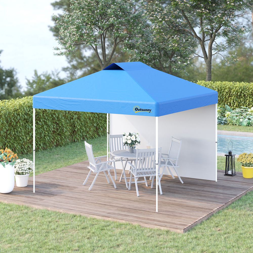 3x3M Pop Up Gazebo Tent with 1 Sidewall, Roller Bag, Blue - anydaydirect